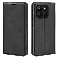 For Honor X8b 4G Case Skin-Touch PU Leather+TPU Stand Phone Cover - Black