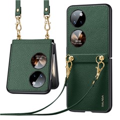 SULADA Treasure Box Series for Huawei Pocket 2 Phone Cover Litchi Texture PU Leather Phone Case with Strap - Green