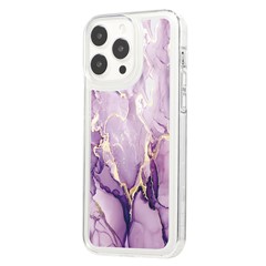 For iPhone 14 Pro TPU Case Marble Pattern Airbag Protection Back Phone Cover - MR6
