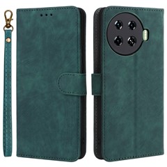 For TECNO Spark 20 Pro+ KJ7 Case with Hand Strap RFID Blocking Wallet Leather Cover - Green