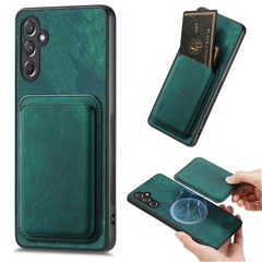For Samsung Galaxy A14 4G / 5G Case Magnetic Case Leather Back Cover with Detachable Card Holder - Green