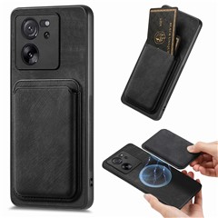 For Xiaomi 13T / 13T Pro / Redmi K60 Ultra Magnetic Case Leather Back Cover with Detachable Card Holder - Black
