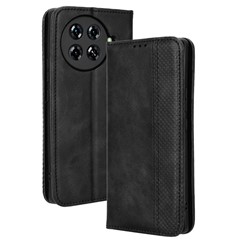 For TECNO Spark 20 Pro+ KJ7 Case Leather Magnetic Closure Wallet Flip Phone Cover - Black