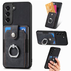  crazy horse texture leather card holder case Stand for Amazon Fire Phone - Black