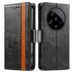For Xiaomi 14 Ultra Phone Cases CASENEO PU Leather Cover Stand with RFID Blocking Wallet - Black