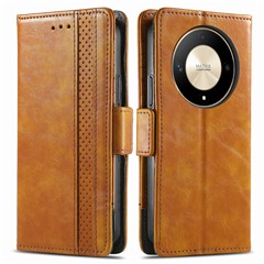 For Honor X9b 5G / X50 5G / Magic6 Lite 5G Phone Cases CASENEO PU Leather Cover Stand with RFID Blocking Wallet - Light Brown