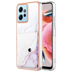 YB Leather Coating Series-9 for Xiaomi Redmi Note 12 4G IMD Case Leather+TPU Kickstand Phone Cover - 006 White Purple