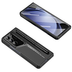 For Samsung Galaxy Z Fold5 5G Case 918 Series Built-In Tempered Glass Film PC Phone Cover with Stylus - Black
