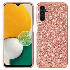 For Samsung Galaxy A25 5G (Global) (161.0 x 76.5 x 8.3mm) Phone Cover Electroplating TPU Frame Glitter Sequins PC Back Case - Rose Gold