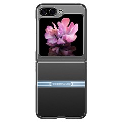 For Samsung Galaxy Z Flip 5G Case Metal+PC+TPU Matte Smartphone Cover - Black+Blue