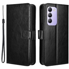 For vivo Y200e 5G / V40 SE 5G / Y100 5G (Indonesia) / V30 Lite 4G / T3 5G / Y100 4G / V30 SE 5G Case Leather Wallet Phone Cover - Black