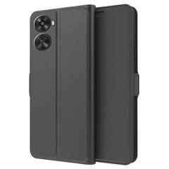 For Huawei nova 12 SE 4G Case Flip Stand PU Leather Cell Phone Cover with Card Slot - Black