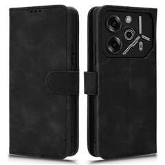 For TECNO Pova 6 Pro 5G Case Skin-Touch Texture Foldable Stand Phone Cover - Black