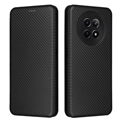 For Realme 12 5G / 12x 5G Case Card Slots Carbon Fiber Texture Phone Cover - Black