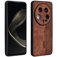 AZNS For Xiaomi 14 Ultra Case Pattern Leather+TPU Drop Protection Phone Cover - Brown