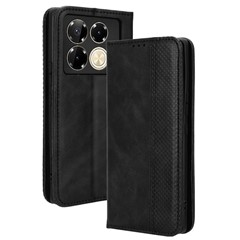 For Infinix Note 40 Pro 5G X6851 / Note 40 Pro+ X6851B Leather Case Wallet Retro Phone Cover - Black