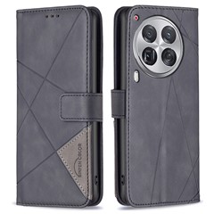 BINFEN COLOR For TECNO Camon 30 Premier 5G Phone Cases Wallet Stand Geometry Imprint Leather Cover - Black