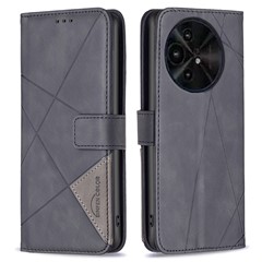 BINFEN COLOR For TCL 50 XL 5G Phone Cases Wallet Stand Geometry Imprint Leather Cover - Black