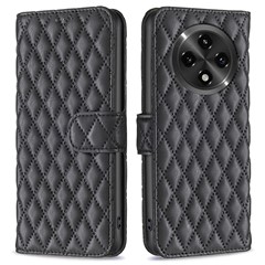 BINFEN COLOR BF Style-14 For Oppo A2 Pro 5G / A3 Pro (China) 5G Case Rhombus Grid Leather Wallet Phone Cover - Black