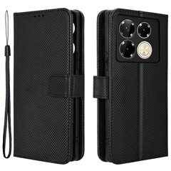 For Infinix Note 40 Pro 4G X6850 Case PU Leather Wallet Phone Cover with Stand - Black