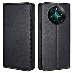 For Realme 12 4G / 12+ 5G Case Card Holder Magnetic Cover Mobile Accessories   - Black
