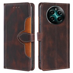 For Realme 12 4G / 12+ 5G Case Skin-Touch Leather Phone Cover with Wallet Stand - Brown