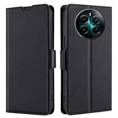 For Realme 12 4G / 12+ 5G Case Leather Phone Cover Mobile Accessories   - Black