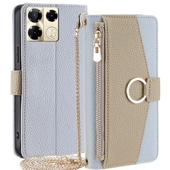 For Infinix Note 40 Pro 5G Case PU Leather Zipper Wallet Crossbody Phone Cover - Blue