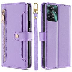 For Oppo Reno11 F 5G / F25 Pro 5G Zipper Wallet Case Leather Phone Cover Mobile Accessories   - Purple