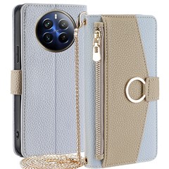 For Realme 12 Pro 5G / 12 Pro+ 5G Case with Lanyard Wallet Zipper Leather Phone Cover - Blue