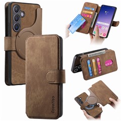 For Samsung Galaxy S24 Magnetic Case CASENEO Detachable Leather Phone Wallet Cover - Brown