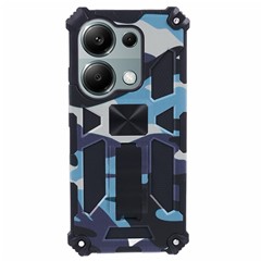 For Xiaomi Redmi Note 13 Pro 4G / Poco M6 Pro 4G Cover Camouflage Cell Phone Protective Shell Kickstand Phone Case - Navy Blue