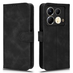 For Infinix Note 40 Case PU Leather Skin Touch Folding Stand Phone Cover - Black