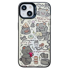 For iPhone 15 TPU Case IMD Bear Pattern Mobile Phone Cover Wholesale