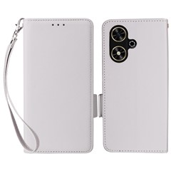 For Honor Play 50 / Play 50m Case with Wrist Strap Litchi Texture PU Leather Wallet Phone Cover - White