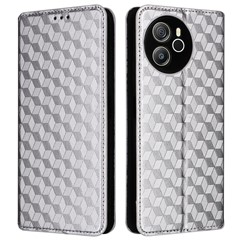 For Blackview Shark 8 / Oscal Tiger 12 Leather Case Rhombus Wallet Stand Flip Phone Cover - Silver