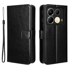 For Infinix Note 40 / X6853 PU Leather Case Crazy Horse Texture Wallet Phone Stand Cover - Black