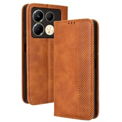 For Infinix Note 40 X6853 Leather Case Magnetic Closing Wallet Phone Cover - Brown
