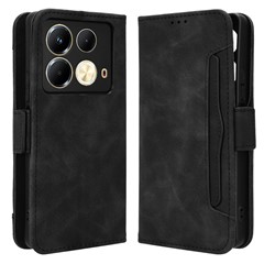 For Infinix Note 40 X6853 Case Shock-Absorbent Leather Phone Shell with Multiple Card Slots - Black