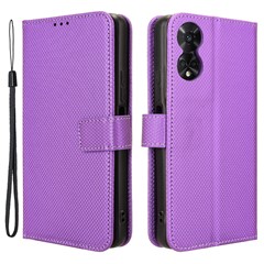 For TCL 50 5G Case Diamond Texture Leather Full Wrapped Phone Cover with Wrist Strap - Purple