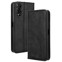 For TCL 50 5G Case Retro Leather Wallet Full Protection Phone Cover Mobile Accessories   - Black