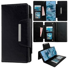For Google Pixel 9 Pro XL Case Wallet PU Leather Detachable 2-in-1 Design Smart Phone Cover - Black