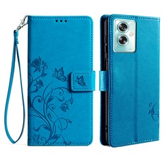 For Oppo A79 5G / A2 5G Wallet Case PU Leather Butterfly Flower Phone Cover Online Shopping   - Blue