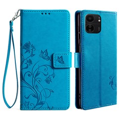For Xiaomi Poco C65 4G Anti-Scratch PU Leather Phone Case Imprinted Pattern Flip Stand Mobile Phone Cover - Blue