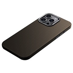 SULADA For iPhone 15 Pro Max Magnetic Case Metal Lens Frame Leather Coated TPU Phone Cover - Brown