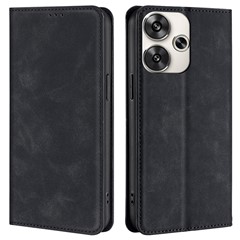 For Xiaomi Redmi Turbo 3 5G / Poco F6 5G Case PU Leather Stand Hidden Magnetic Phone Cover - Black