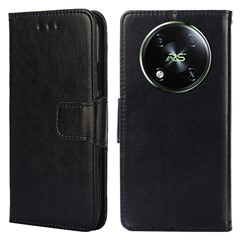 For itel RS4 4G Case Leather Wallet Phone Cover with Viewing Stand 2 Card Holder - Black