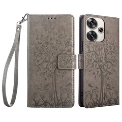 For Xiaomi Redmi Turbo 3 5G / Poco F6 5G Case PU Leather Deer Imprinted Wallet Phone Cover - Grey
