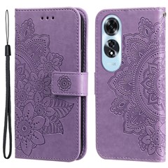 For Oppo A60 4G Case Floral Pattern PU Leather Wallet Stand Phone Cover - Purple