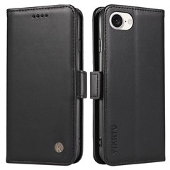 YIKATU YK-003 For iPhone 17e / 16e Case Leather Wallet Phone Cover Mobile Accessories   - Black